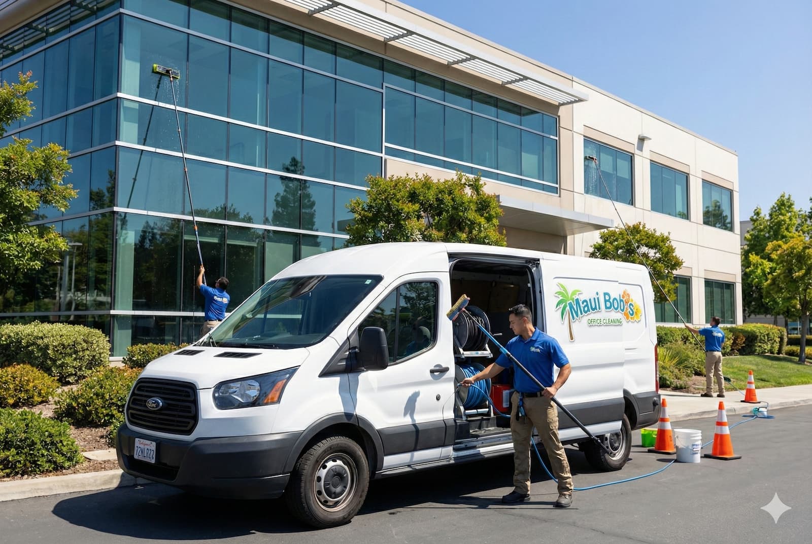 Maui Bob's pure water window cleaning van and RO/DI filtration system in Redding California
